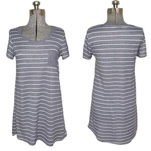 Tahari Blue & White Striped Knit Tee Shirt Casual Dress